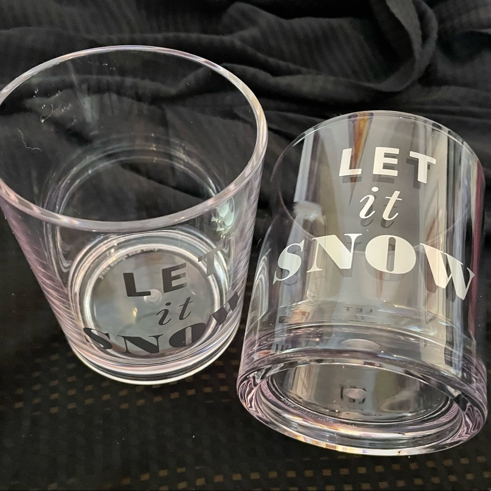 Kate Spade of 2 Winter Holiday “LET IT SNOW” Drinkware glasses New in box NWT - Picture 6 of 10